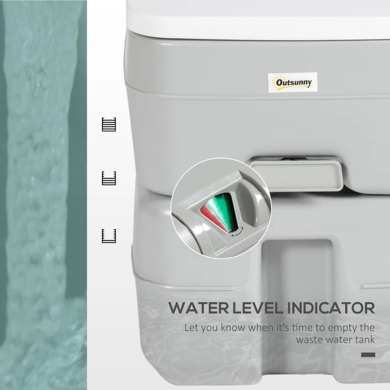 Outsunny Porta Potty, 5.3 Gallon Portable Toilet with Level Indicator and Anti-Leak Pump for Camping, Boating, Hiking, Travel, RV