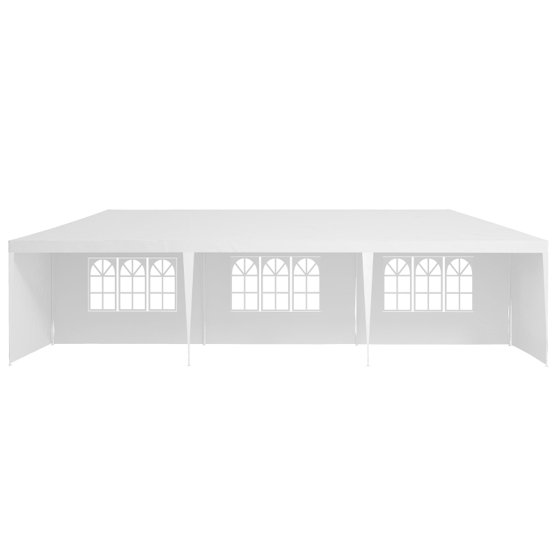 Outsunny 10' x 29' Party Tent, Canopy Tent with Sidewalls and Large Transparent Windows for Garden, Backyard, Outdoor, White