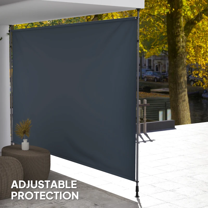 Outsunny 13' x 10' Manual Retractable Patio Awning, Outdoor Privacy Screen with UPF30+ & Water-Resistant Fabric, Dark Grey