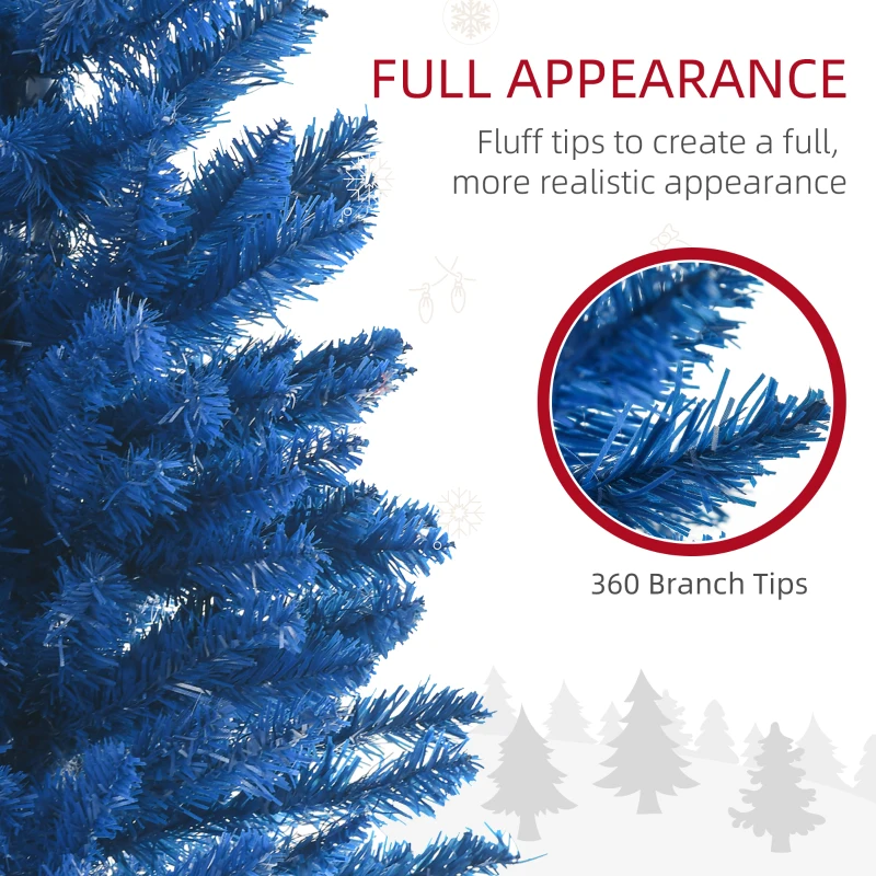 HOMCOM 6ft Pencil Christmas Trees, Skinny Artificial Christmas Tree for Xmas Holiday Decor, Deep Blue