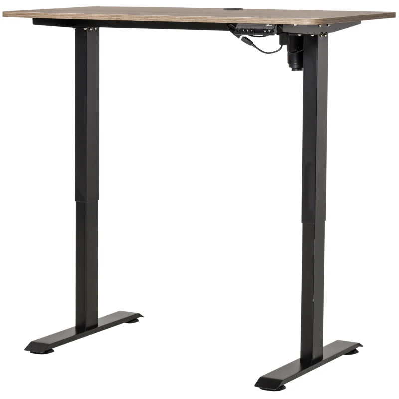 Vinsetto Electric Height Adjustable Standing Desk with 48" Desktop, Sit Stand Home Office Desk with Memory Button Control and Anti-Collision System, Teak/Black