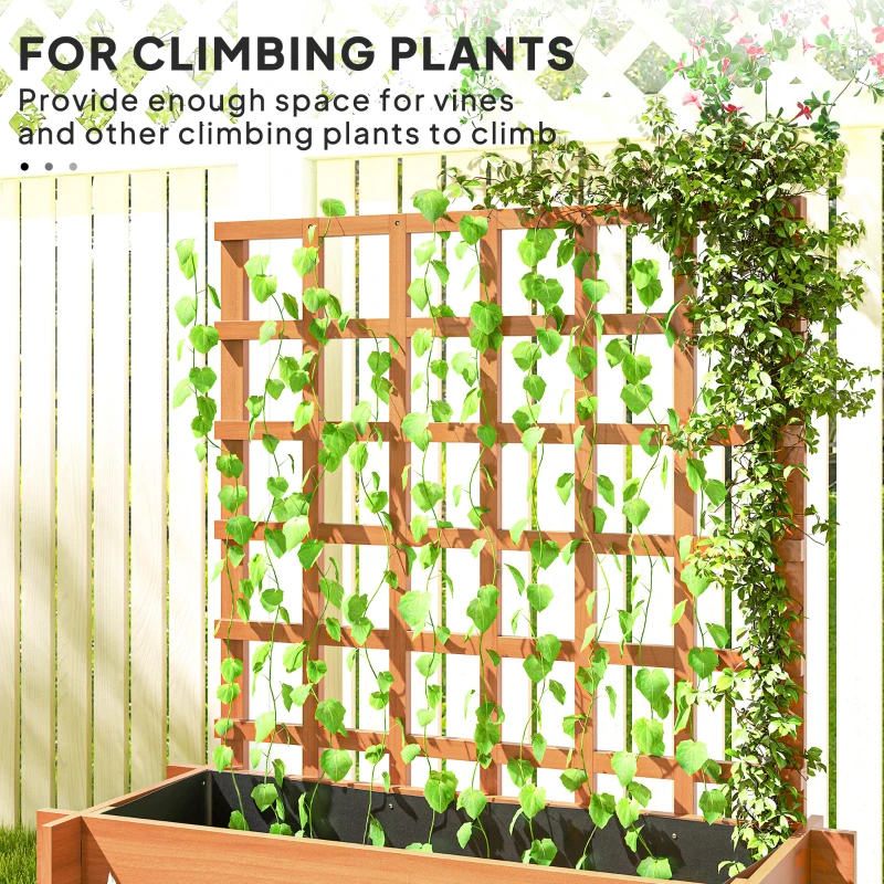 Outsunny Wooden Elevated Planter Box with Trellis for Climbing Plants, 3 Tier Raised Garden Bed for Garden, Outdoor, Brown