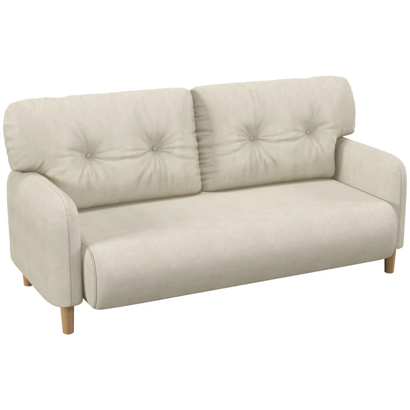 HOMCOM 58" 2 Seat Sofa, Modern Love Seats Furniture, Upholstered 2 Seater Couch, Solid Wood Frame, Beige