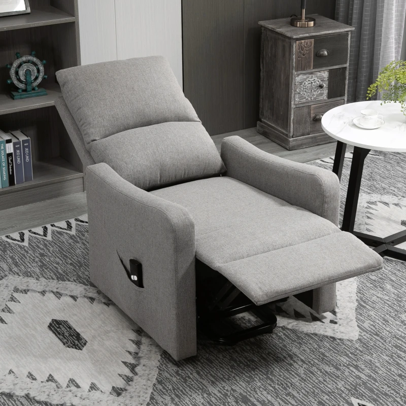 HOMCOM Electric Lift Recliner Chair Rising Power Chaise Lounge Fabric Sofa with Remote Control & Side Pocket for Living Room