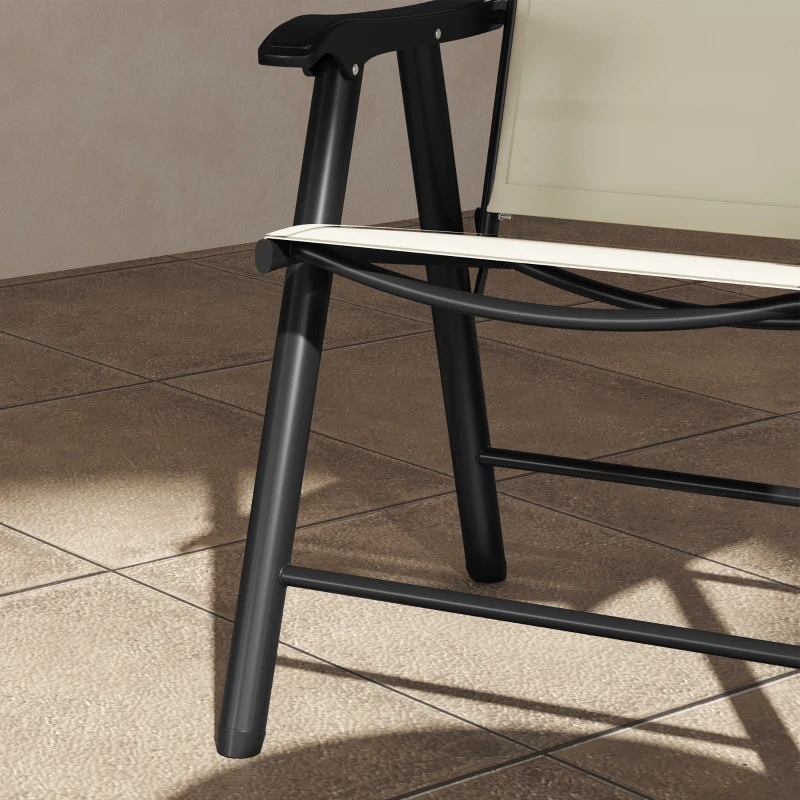 Outsunny 4-Piece Folding Chair Set for Relaxing on Patio Balcony Garden, Comfortable Outdoor Furniture with Armrests, Beige