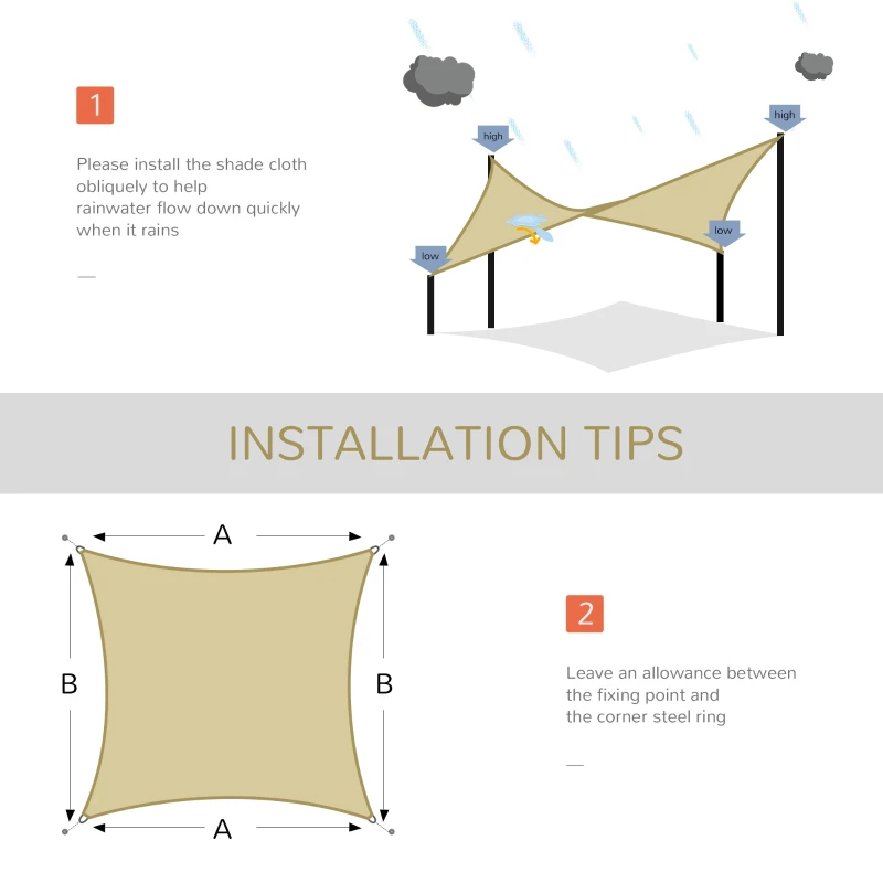 Outsunny Square 12’ Canopy Sun Sail Shade Garden Cover UV Protector Outdoor Patio Lawn Shelter with Carrying Bag Sand
