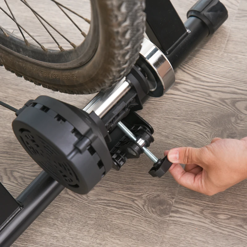 Soozier Indoor Bike Trainer Magnetic Bicycle Stand with Quick Release Skewer, 5 Levels Resistance, Black