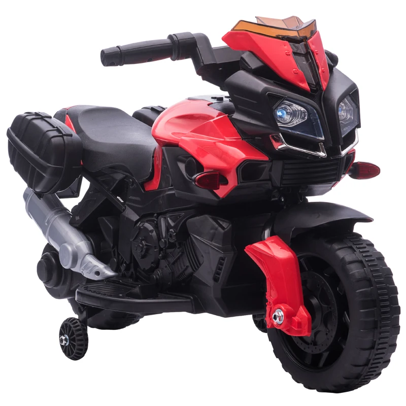 Aosom Kids Ride On Motorcycle, 6V Electric Battery Powered Dirt Bike w/ Training Wheels, Gift for Children Boys Girls Red