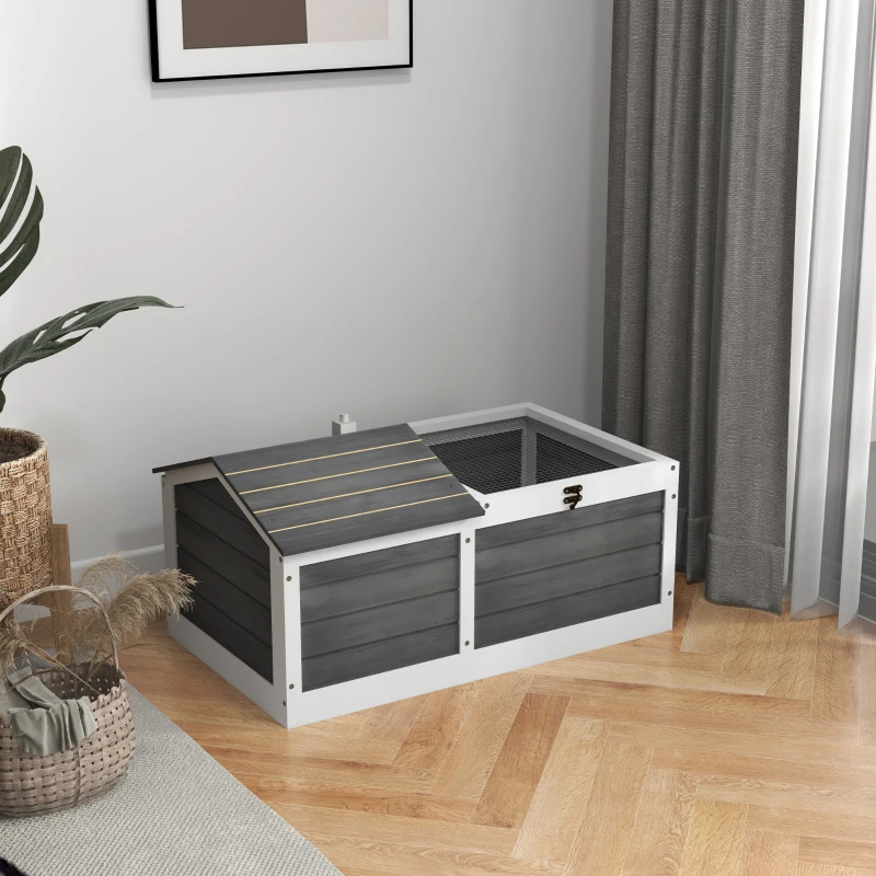PawHut 34" Wooden Tortoise Habitat Tortoise Enclosure Indoor/Outdoor Use