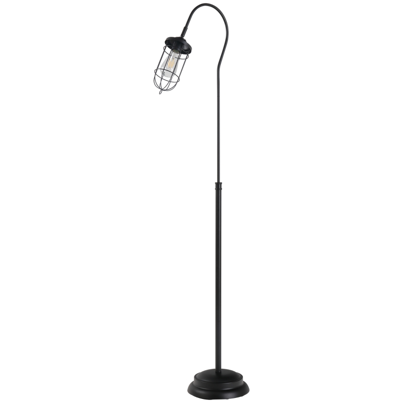 HOMCOM 61.75" Vintage Floor Lamp Standing Lamp With Rotatable Lampshade E26 Socket Pin Steel Living Room, Black