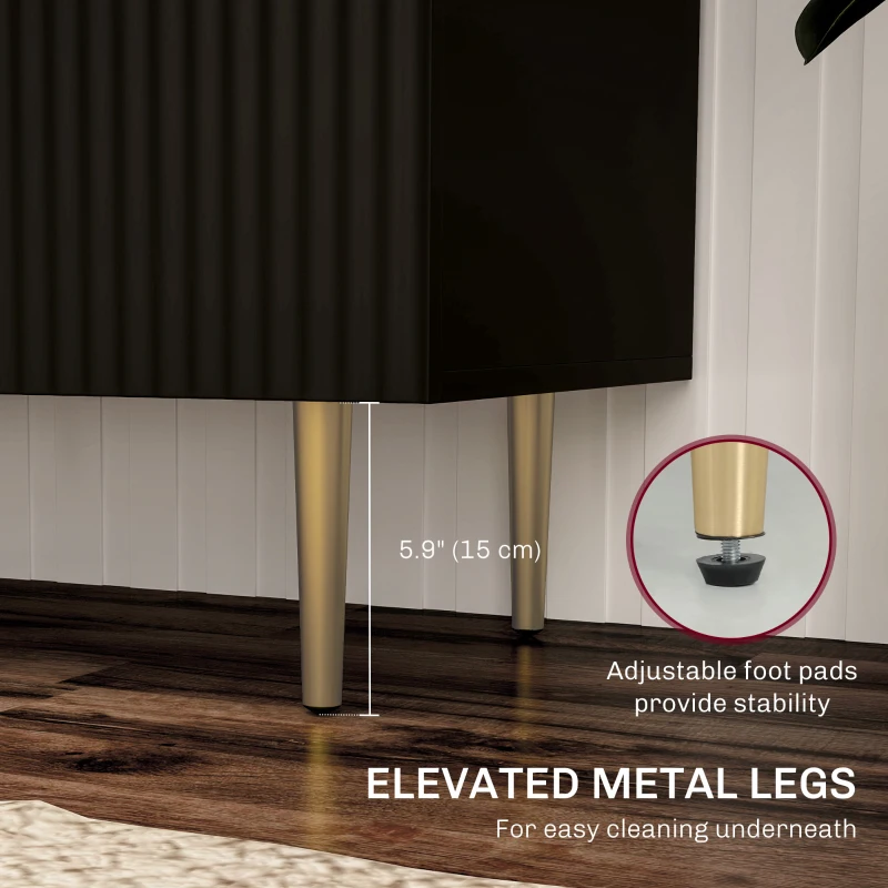 HOMCOM Modern Kitchen Storage Cabinet, Sideboard Buffet Cabinet with Adjustable Shelves and Metal Legs for Kitchen, Black