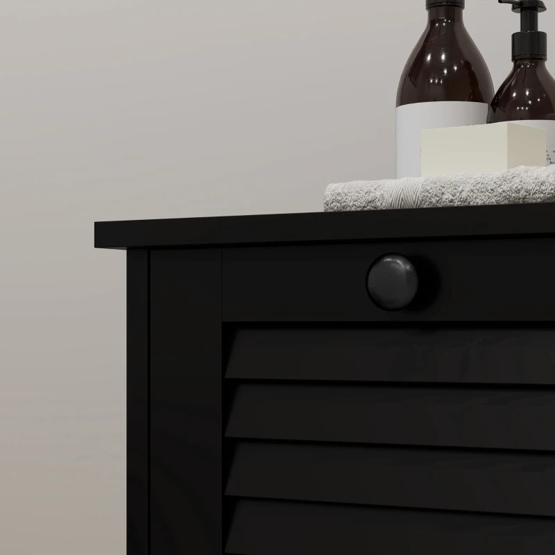 HOMCOM Tilt Out Laundry Cabinet, Laundry Basket Cabinet with 2 Baskets and 2 Louvered Doors, Black