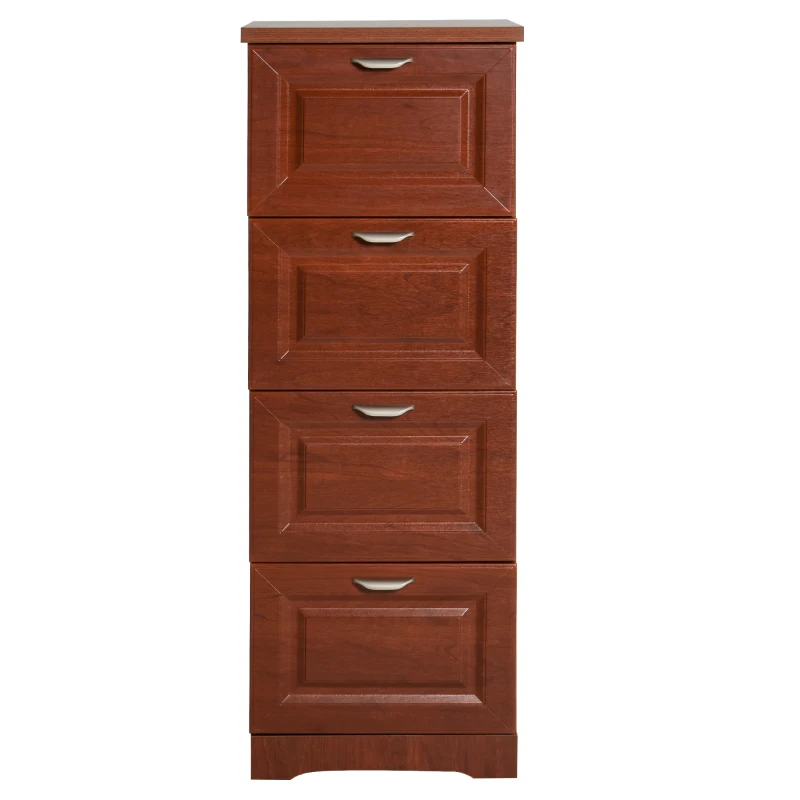 HOMCOM 4 Drawer Vertical File Cabinets Freestanding Enclosed Storage Cabinet with File Hanging, Dark Coffee