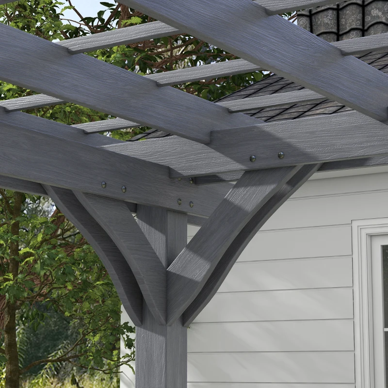 Outsunny 12' x 10' Wooden Pergola, Outdoor Grape Gazebo for Garden, Patio, Backyard, Deck, Gray