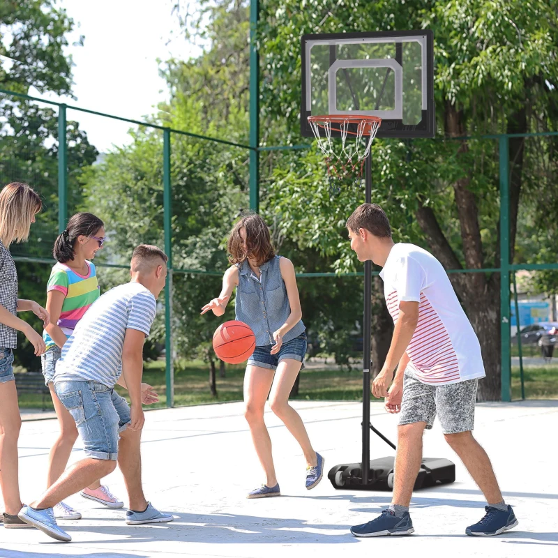 Soozier Portable Basketball Hoop System Stand with 33in Backboard, Height Adjustable 5FT-7FT Basketball Goal for Indoor Outdoor Use