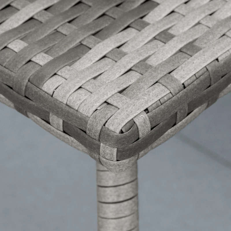 Outsunny Outdoor PE Wicker Side Table, Small Square Rattan End Table, All-Weather Material Coffee Table for Garden, Balcony, Backyard, Grey