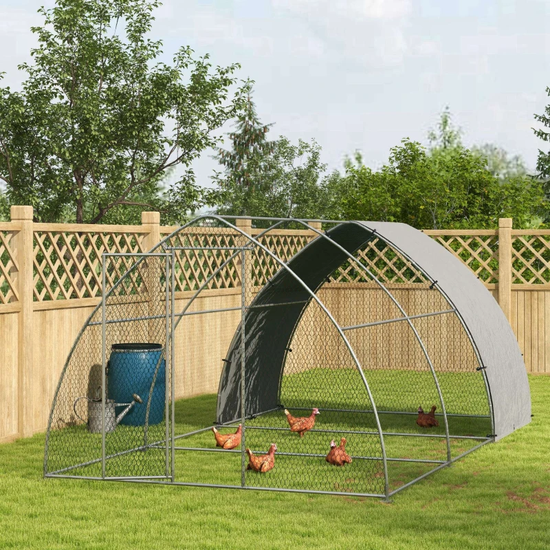 PawHut Metal Chicken Coop with Waterproof and Anti-UV Cover, Walk in Poultry Cage Outdoor for 14-18 Chickens, 10'x18.4'x7.2'