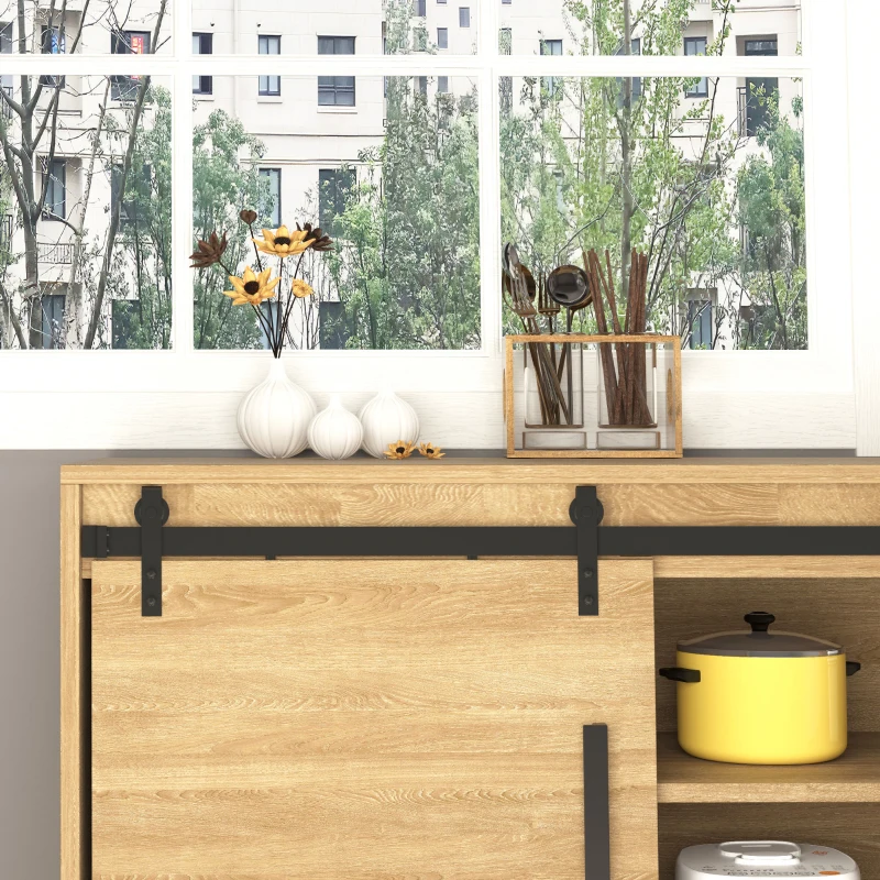 HOMCOM 6FT Mini Barn Door Hardware Kit, Sliding Barn Door Cabinet Hardware Kit for 19.7" Wide Door, Black