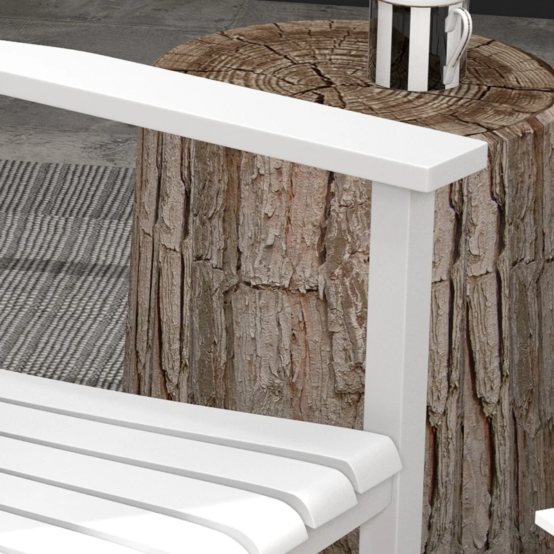 Outsunny 3 Pieces Outdoor Rocking Chair Set, Wooden Patio Rocking Chair Set with Folding Table, High Back and Armrests, White