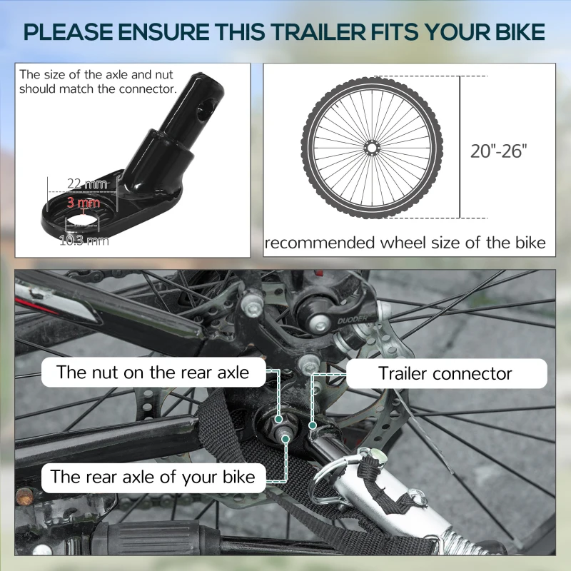 Aosom Bike Trailer, Foldable Bicycle Trailer with16 Inch Pneumatic Tire, Universal Coupler, Foldable Frame and Safe Reflectors Design, Large Load Capacity, Black