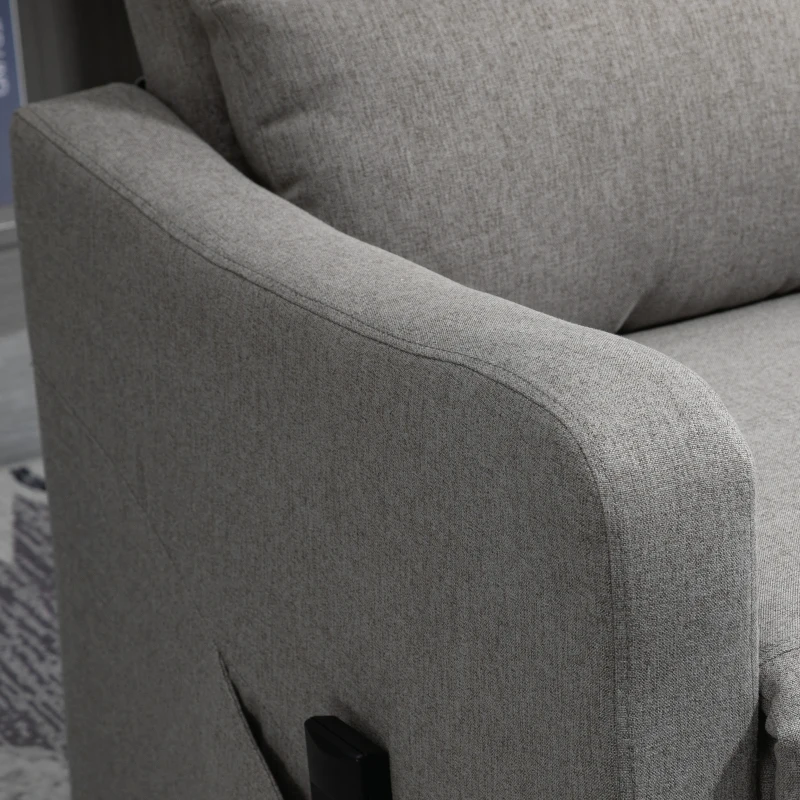 HOMCOM Electric Lift Recliner Chair Rising Power Chaise Lounge Fabric Sofa with Remote Control & Side Pocket for Living Room