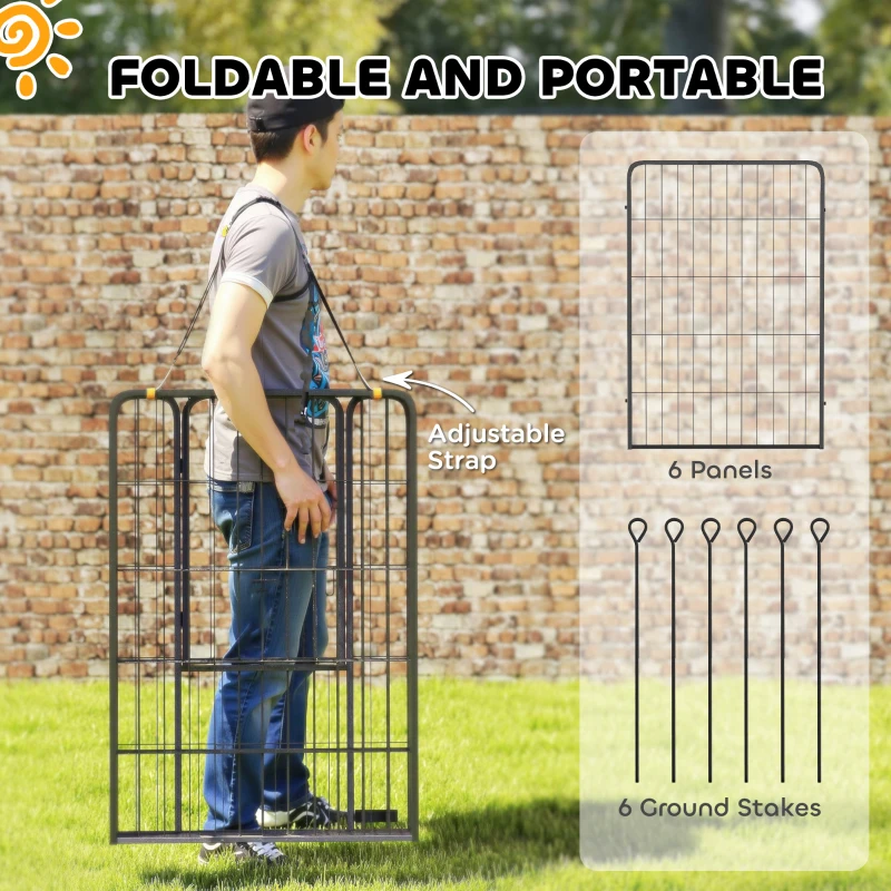 PawHut 6 Panels Heavy Duty Dog Playpen Outdoor Indoor with Door & Strap, 39" Height Portable & Foldable Pet Playpen