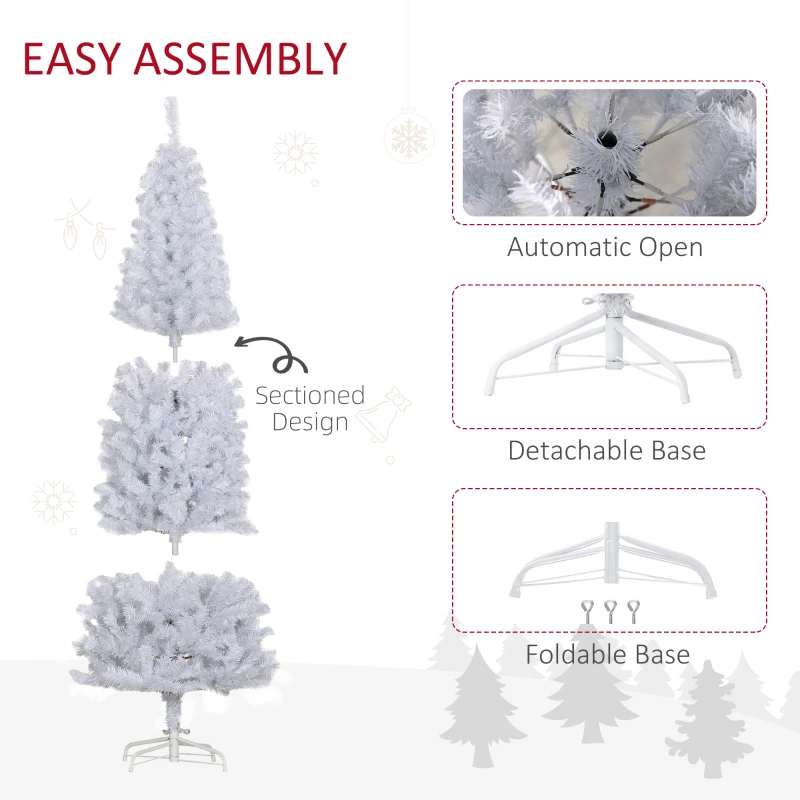 HOMCOM 6 FT Artificial Christmas Tree Pencil Xmas Tree with Stand, 618 Tips, Holiday Home Indoor Decoration for Party, White