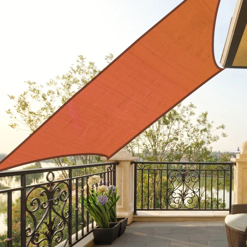 Outsunny 16' x 20' Sun Shade Sail Canopy Outdoor Shade Sail Cloth for Patio Deck Yard with D-Rings and Rope Included, Brick Red