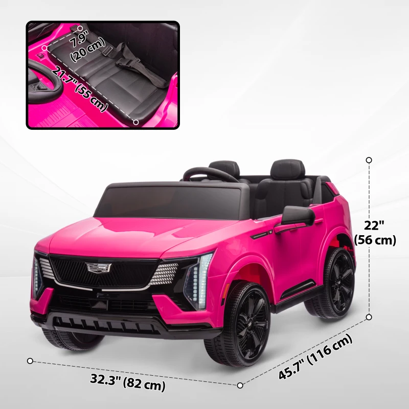 Qaba 2-Seater Ride on Truck, 12V Cadillac Escalade Licensed Kids Electric Car with Remote , Spring Suspension, Pink