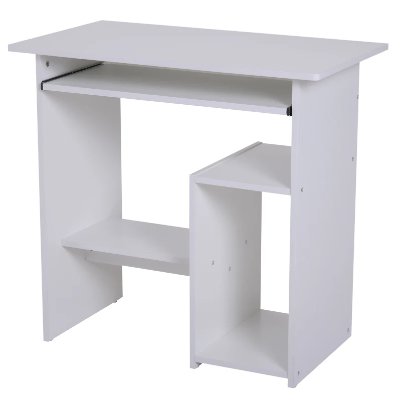 HOMCOM Compact Computer Desk with Keyboard Tray, Storage Shelf & CPU Stand for Home Office White