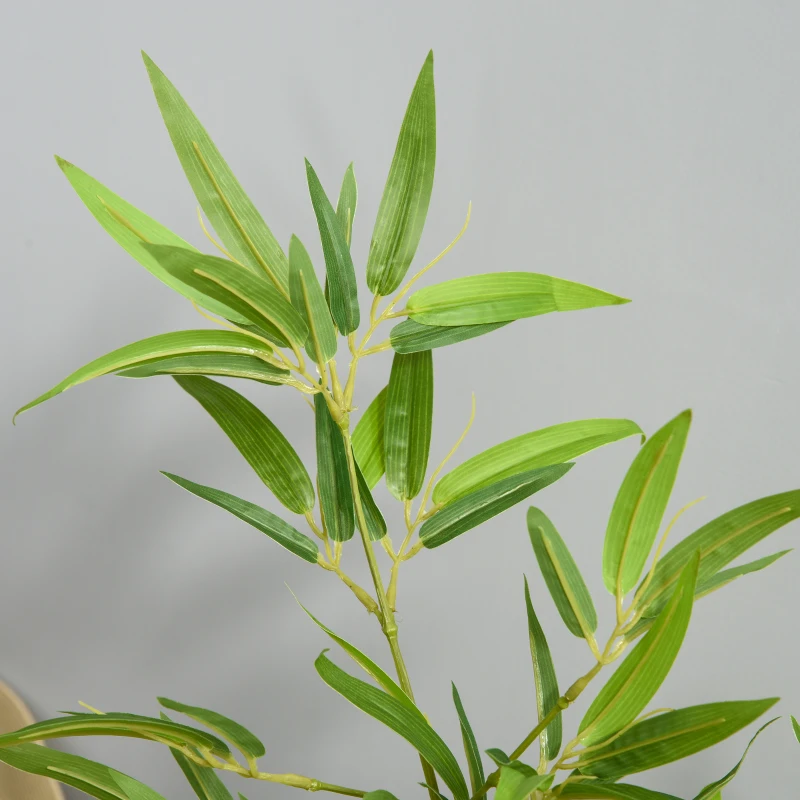 Outsunny Artificial Bamboo Tree, 4ft Fake Tree with Realistic Leaf and Natural Trunk, Decorative Plant in Nursery