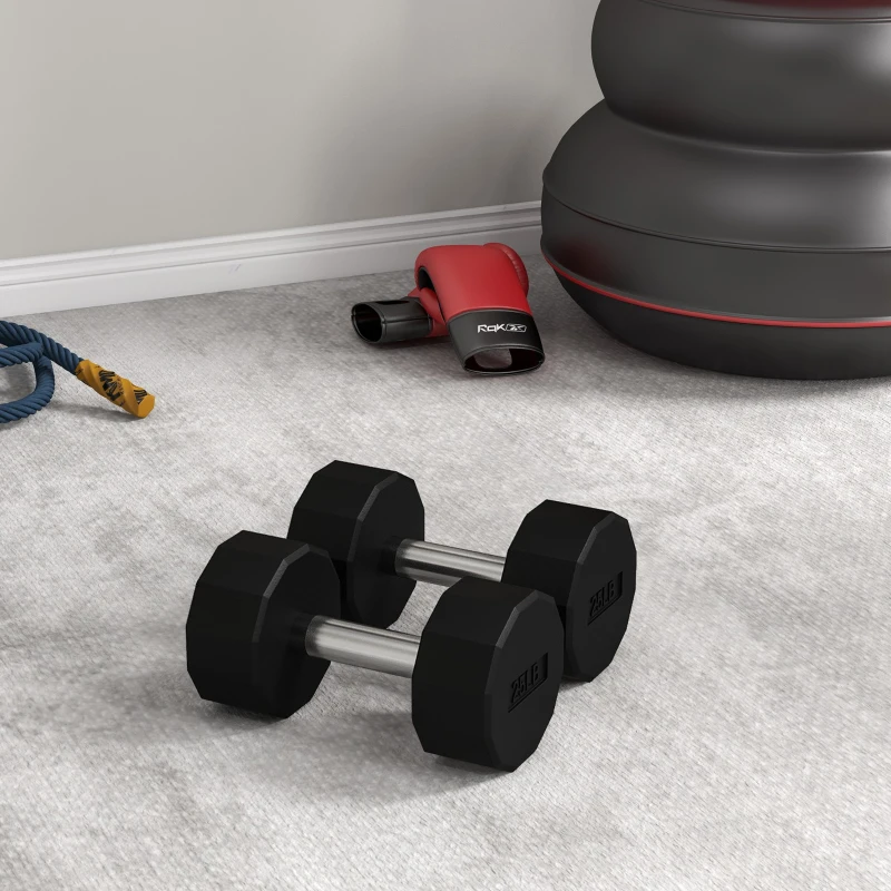 Soozier 2 x 25lbs Dumbbells Set with Non-Slip Grip, Rubber Covered Weights for Men Women Home Gym Workout