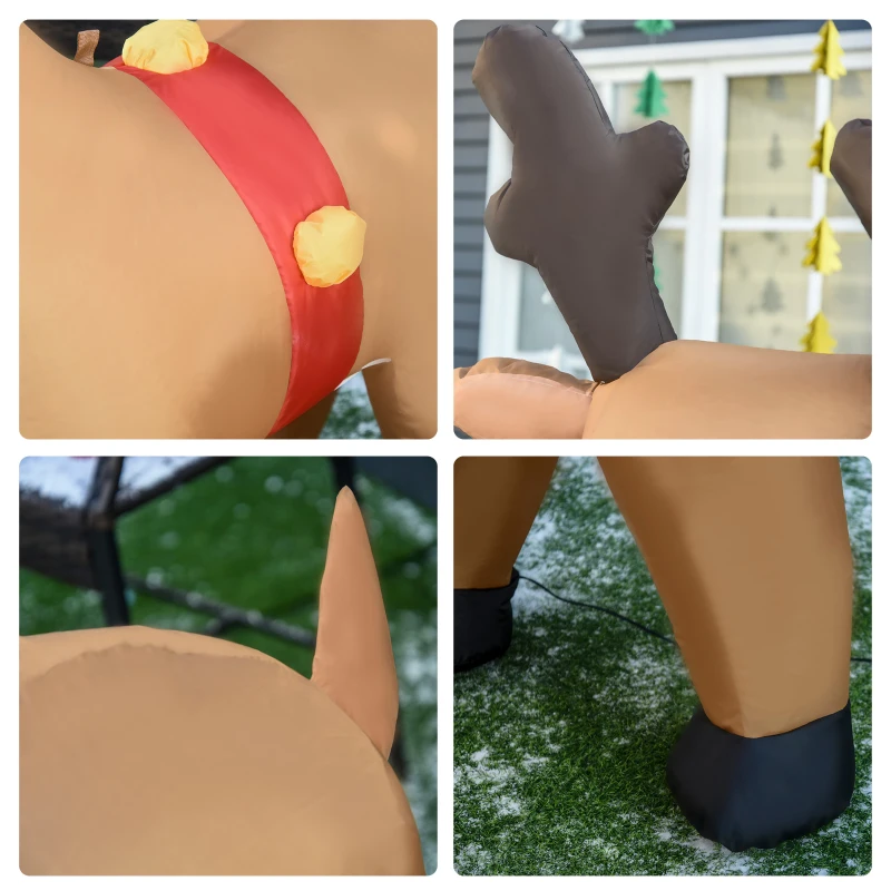 HOMCOM 6ft Christmas Inflatables Outdoor Decorations Reindeer, Blow-Up Yard Christmas Decor with LED Lights Display