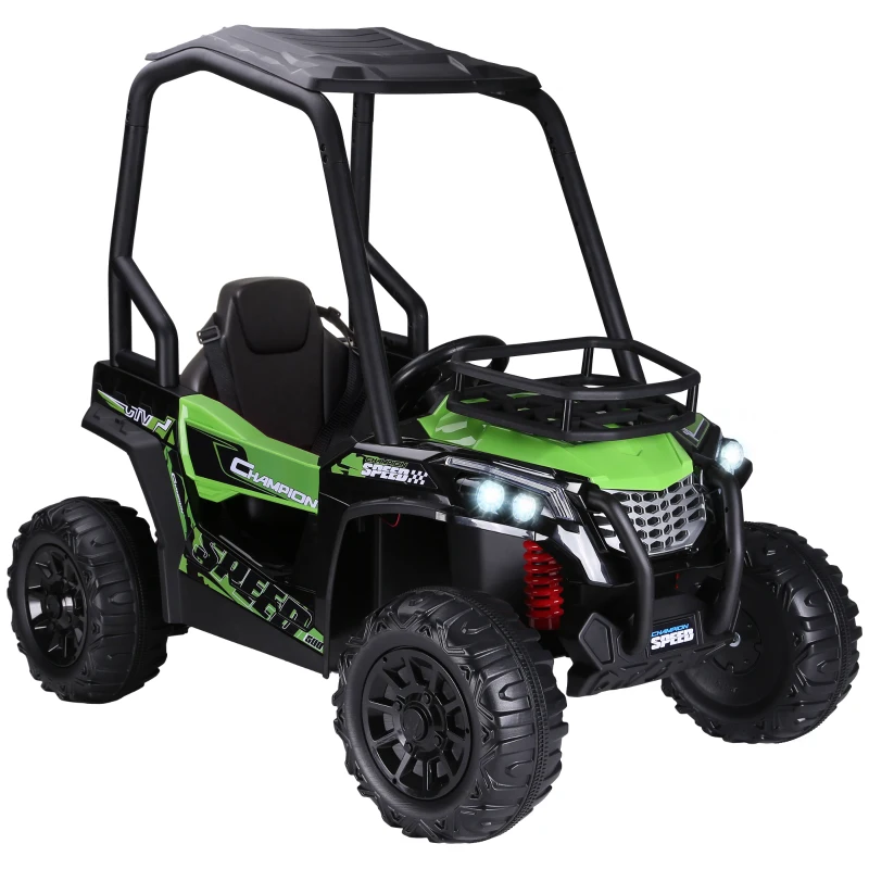 Aosom 12V Kids UTV with Music, Lights, MP3/USB, Suspension System, Remote Control, Green