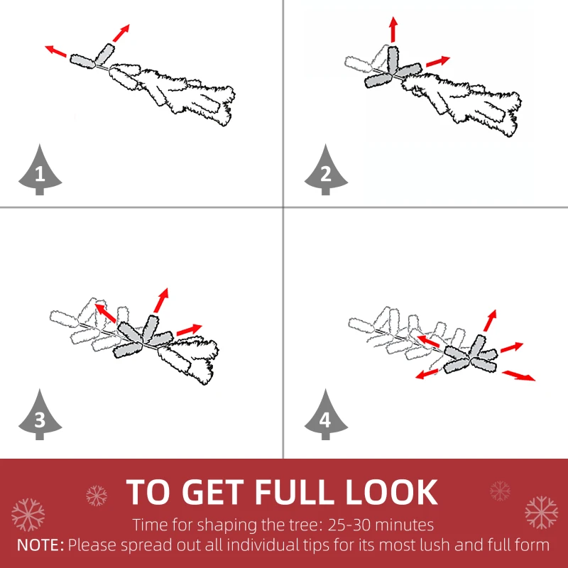 HOMCOM 6 Foot Pencil Snow Flocked Artificial Christmas Tree with 600 Pine Realistic Branches, Pine Cones, Red Berries, Auto Open, Green