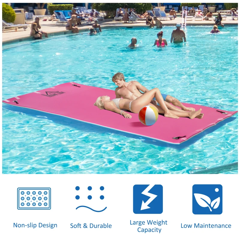 HOMCOM 12x6ft Floating Mat Floating Lily Pad Water Carpet Float Aqua Mat Water Recreation and Relaxing in Pool Beach Lake
