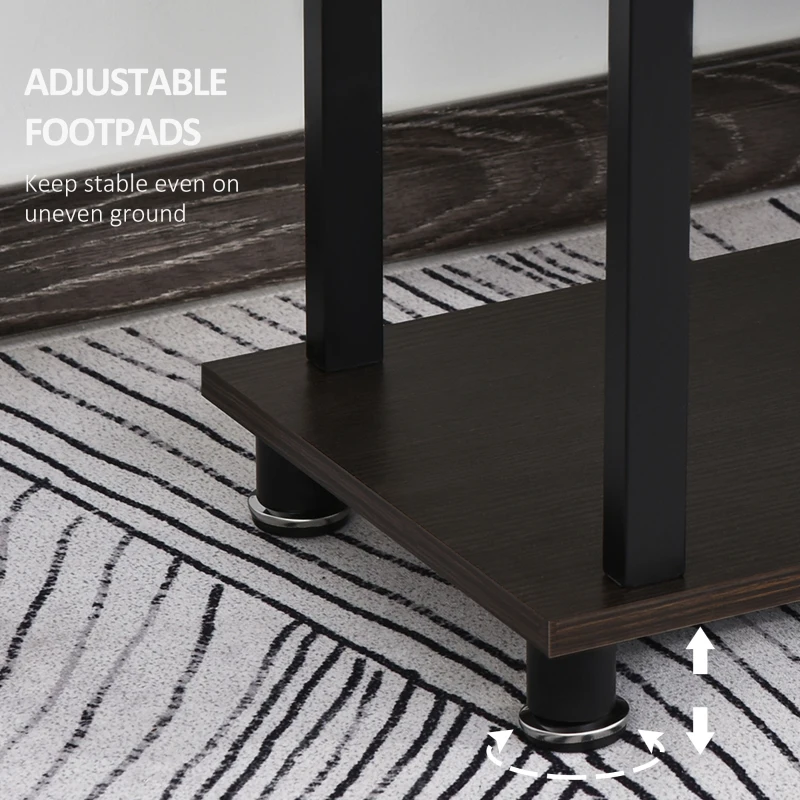 HOMCOM Mobile L-Shaped Rotating Computer Desk with Storage Shelves Moveable Rolling Writing Table Home Office Study Workstation for Home Office, Coffee