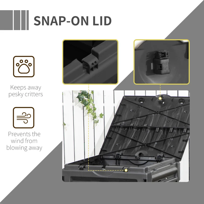 Outsunny Compost Bin, Garden Composter with 80 Vents and 2 Sliding Doors, 120 Gallon (450L), Black