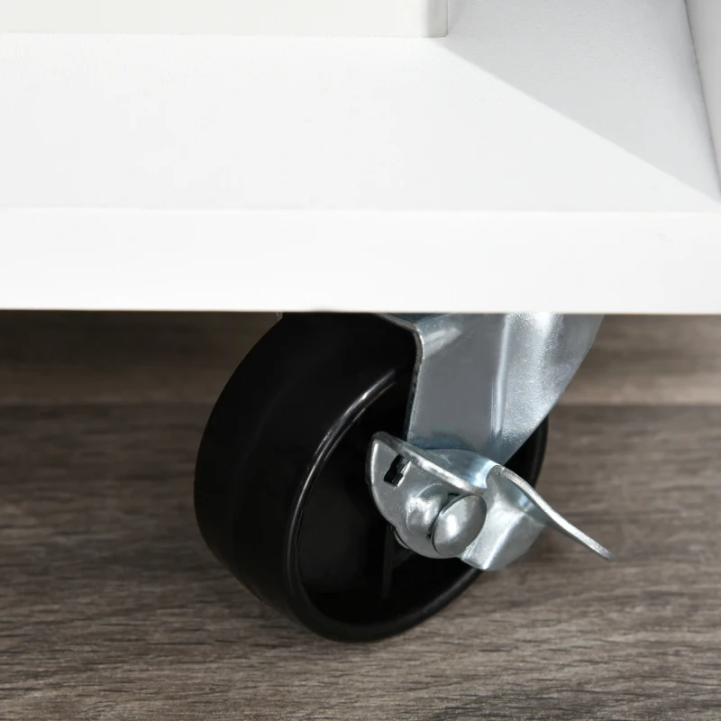 HOMCOM Lateral Filing Cabinet, Printer Stand Home Office Mobile File Cabinet with Wheels, Lockable Drawer, Black