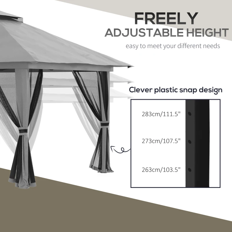 Outsunny 13' x 13' Pop Up Canopy, 2-Tier Roof Easy up Tent Shelter with Nettings Carry Bag Weight Bags for Garden, Patio, Grey