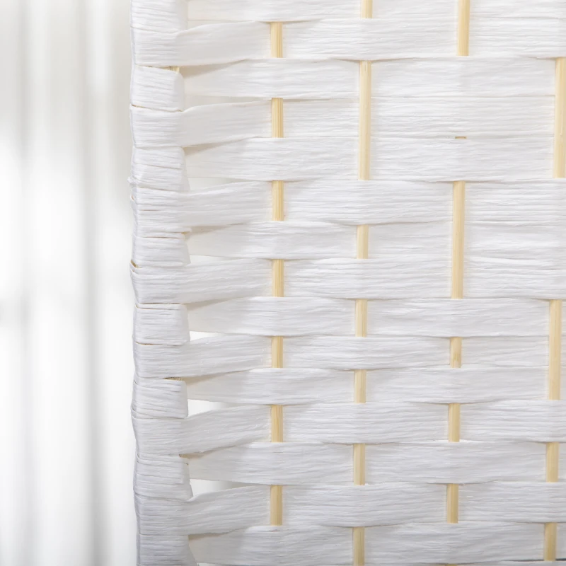 HOMCOM 3 Panel Folding Room Divider, Portable Privacy Screen, Wave Fiber Room Partition for Home Office, White