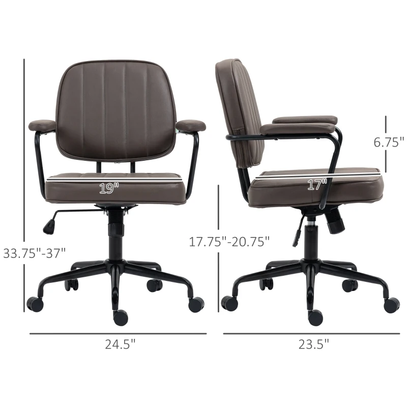 Vinsetto Microfiber Office Chair Desk Chair with 360 Degree Swivel Wheels Adjustable Height Tilt Function Light Brown