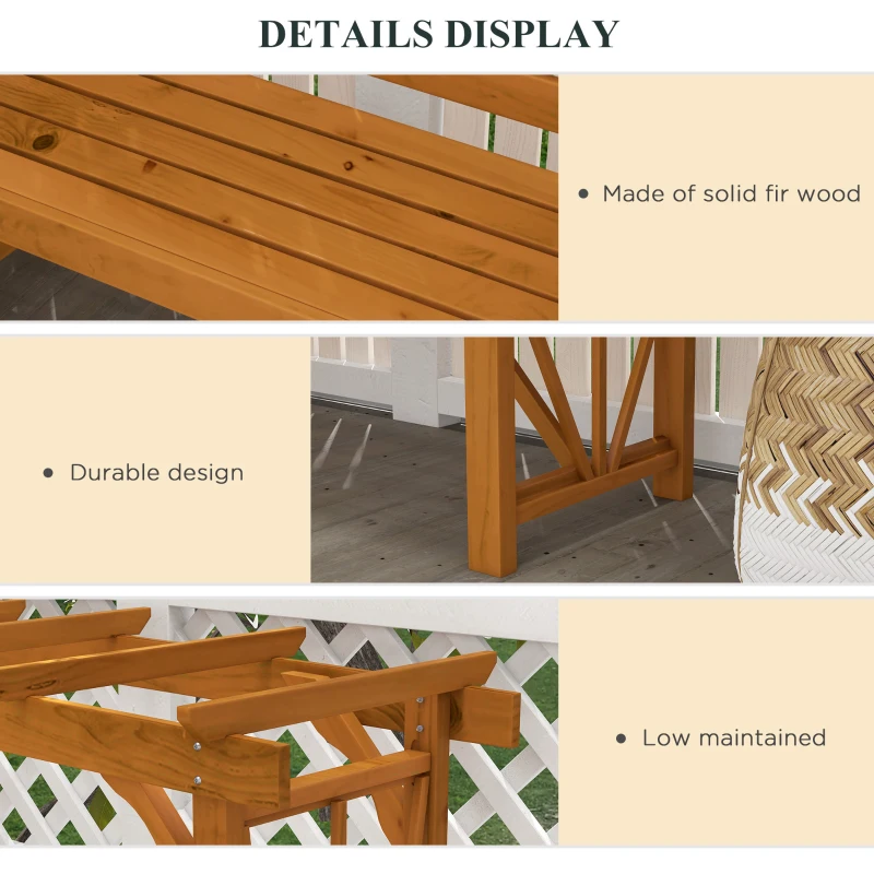 Outsunny Patio Wooden Bench, Outdoor Bench for Vines/Climbing Plants, Brown