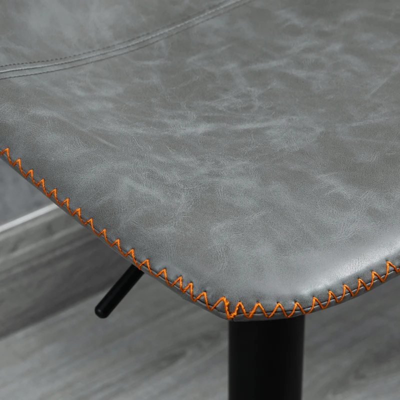 HOMCOM Adjustable Bar Stools, Swivel Bar Height Chairs Barstools Padded with Back for Kitchen, Counter, and Home Bar, Set of 4, Gray