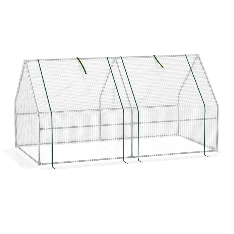 Outsunny 6' x 3' x 3' Portable Tunnel Greenhouse Outdoor Garden Mini with Large Zipper Doors & Water/UV PE Cover White