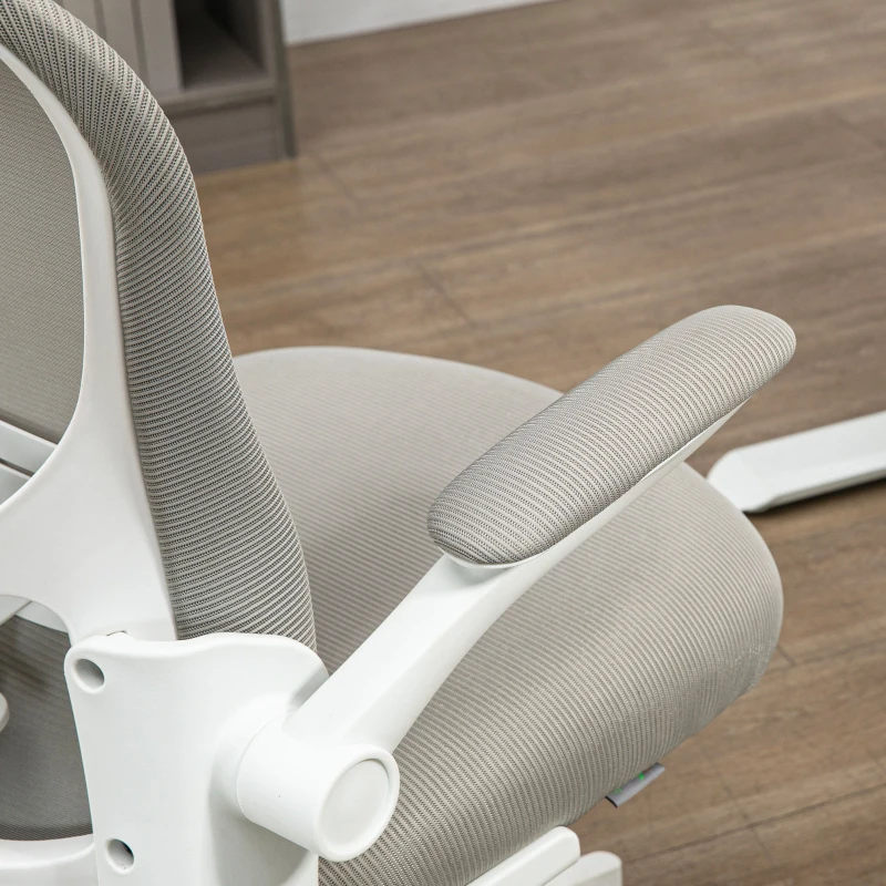 Vinsetto Office Chair, Mesh Computer Desk Chair with Adjustable Headrest, 4D Lumbar Support, Flip-up Arm, Grey