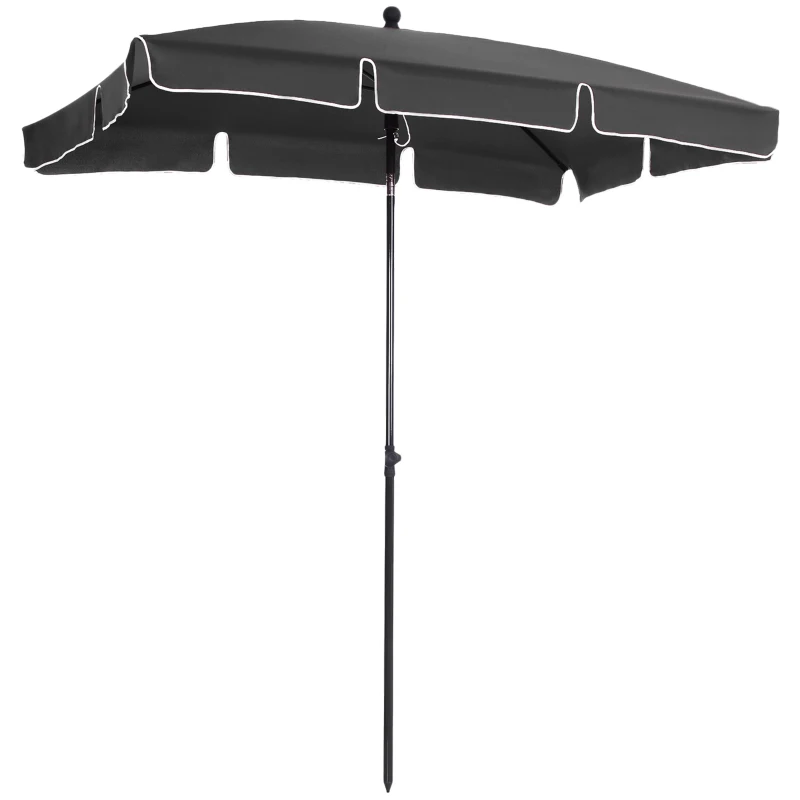 Outsunny 6.5x4ft Rectangle Patio Umbrella Aluminum Tilt Adjustable Garden Parasol Sun Shade Outdoor Canopy Grey