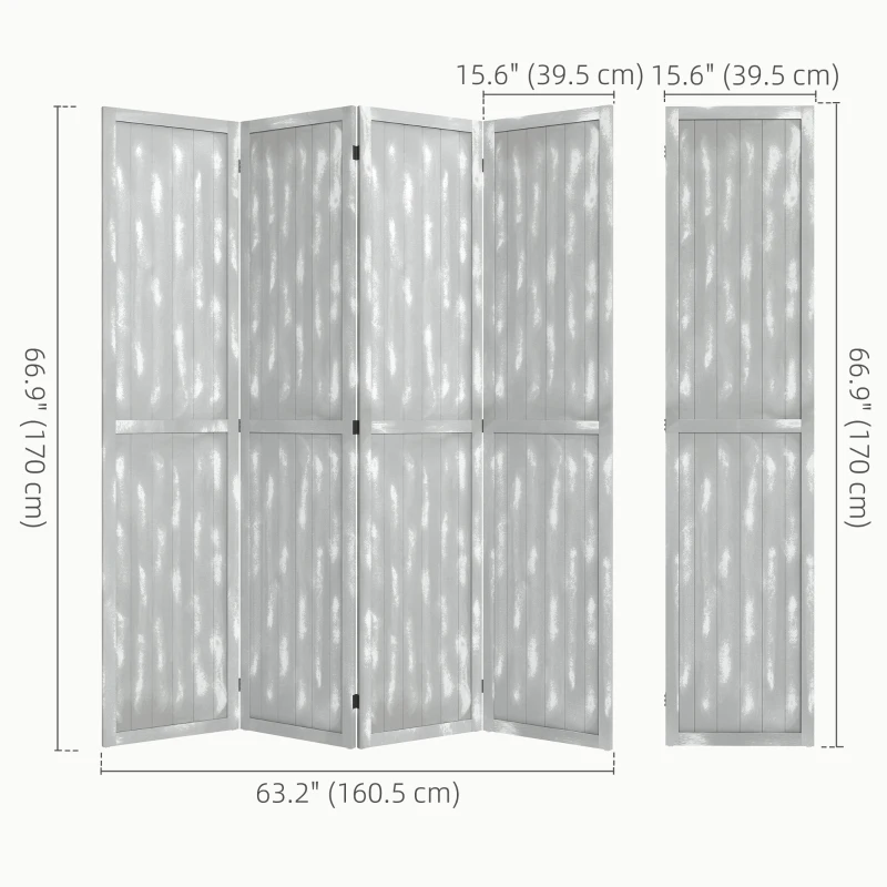 HOMCOM Screen Divider Room Divider Screen with Foldable Design for Indoor Bedroom Office 5.5' Grey