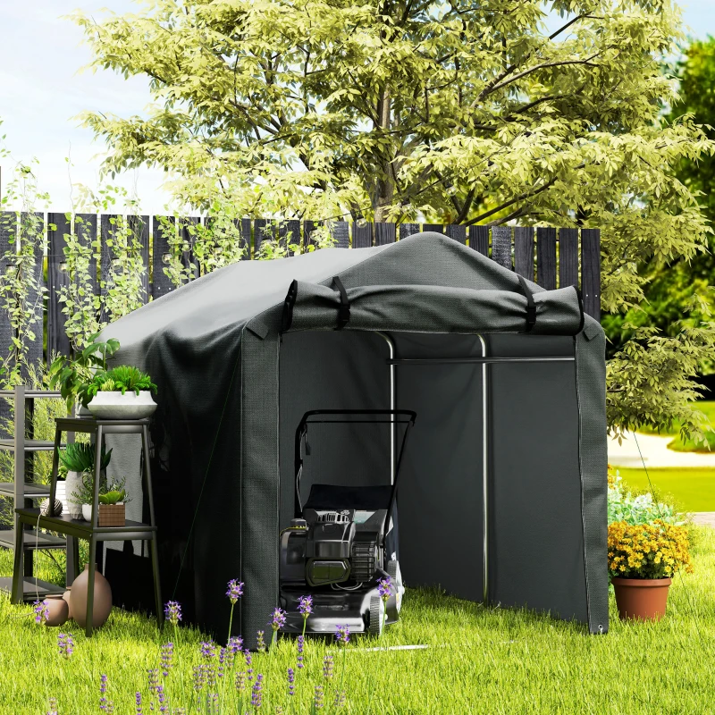 Outsunny Outdoor Storage Shed, UV Resistant Bike Tent with Roll-up Zipper Door, Portable Shed for Bike, Motorcycle, Dark Grey