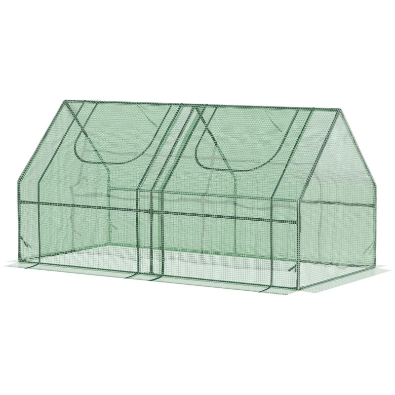 Outsunny 6' x 3' x 3' Portable Greenhouse, Garden Hot House with Two PE/PVC Covers and 2 Roll Up Windows, Green